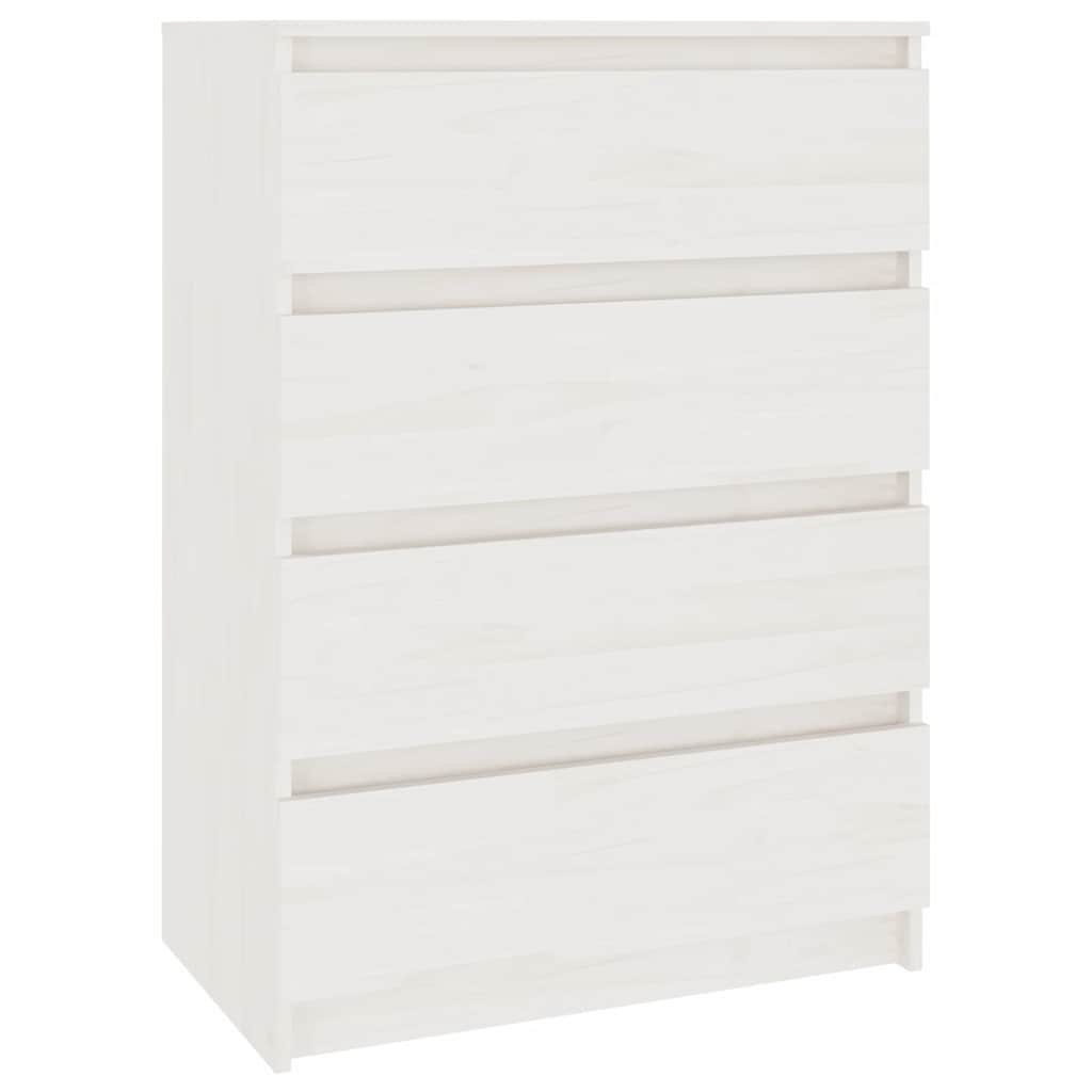 kommode 60x36x84 cm massivt fyrretræ hvid
