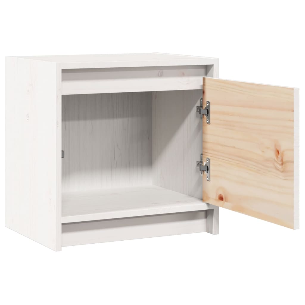 sengebord 40x30,5x40 cm massivt fyrretræ hvid