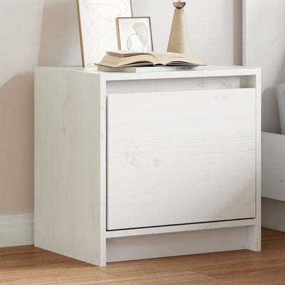 sengebord 40x30,5x40 cm massivt fyrretræ hvid