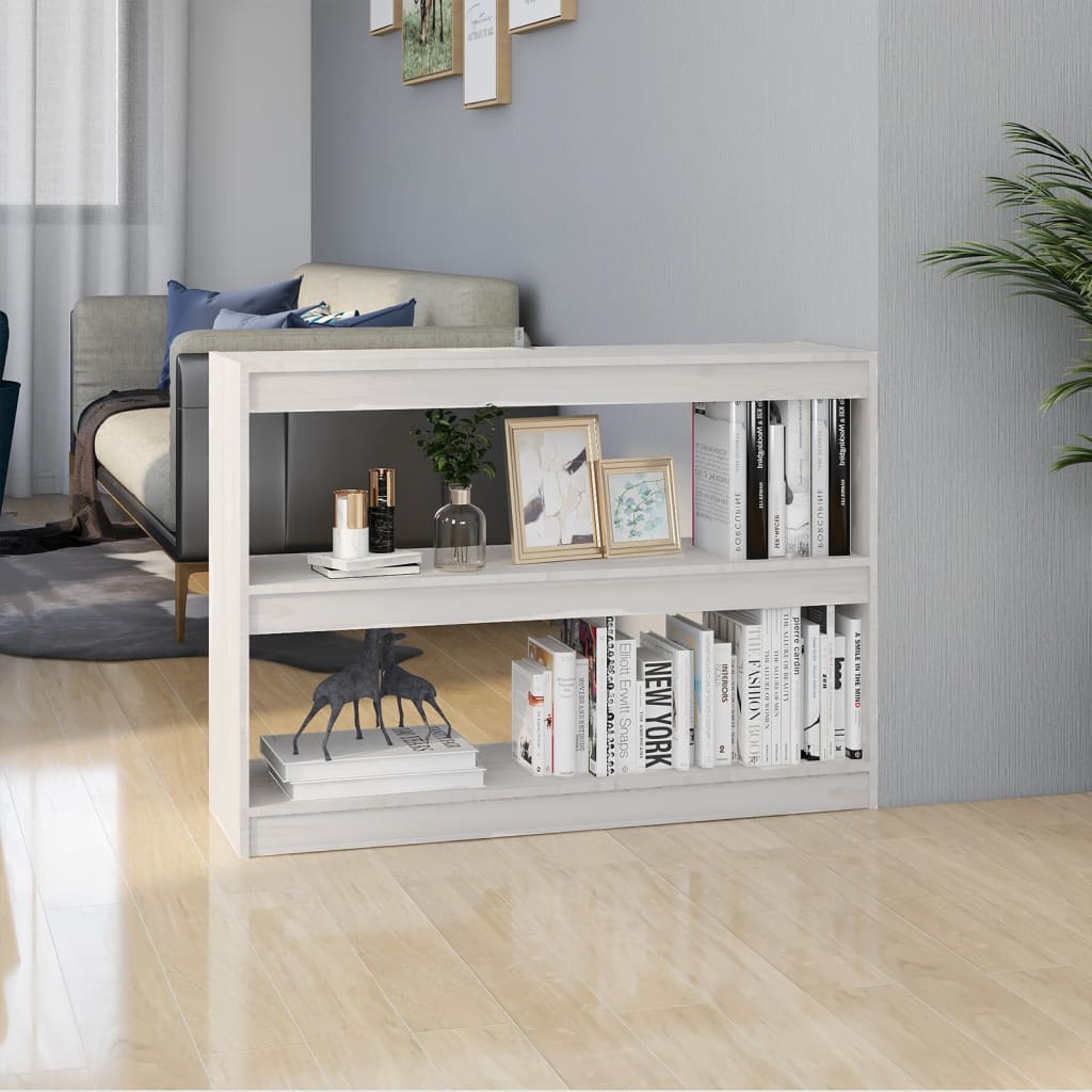 bogreol/rumdeler 100x30x71,5 cm massivt fyrretræ hvid