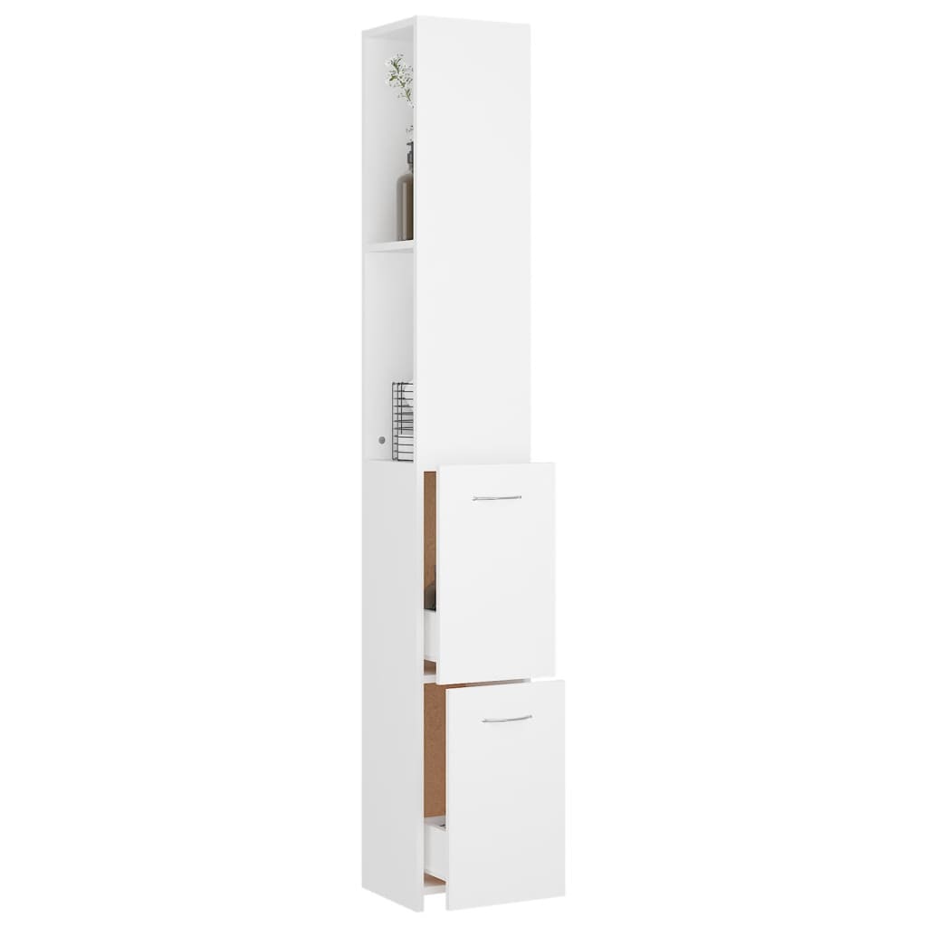 badeværelsesskab 25x26,5x170 cm konstrueret træ hvid