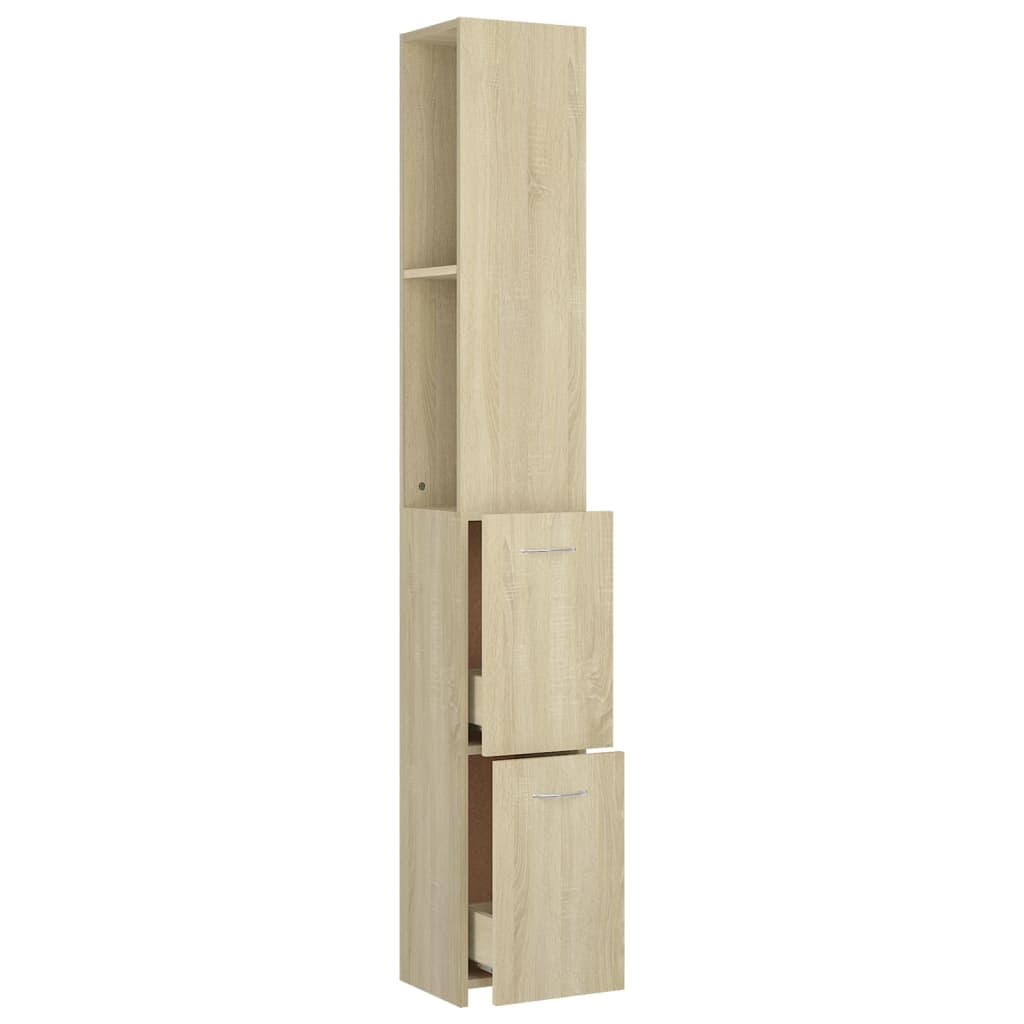 badeværelsesskab 25x26,5x170 cm konstrueret træ sonoma-eg