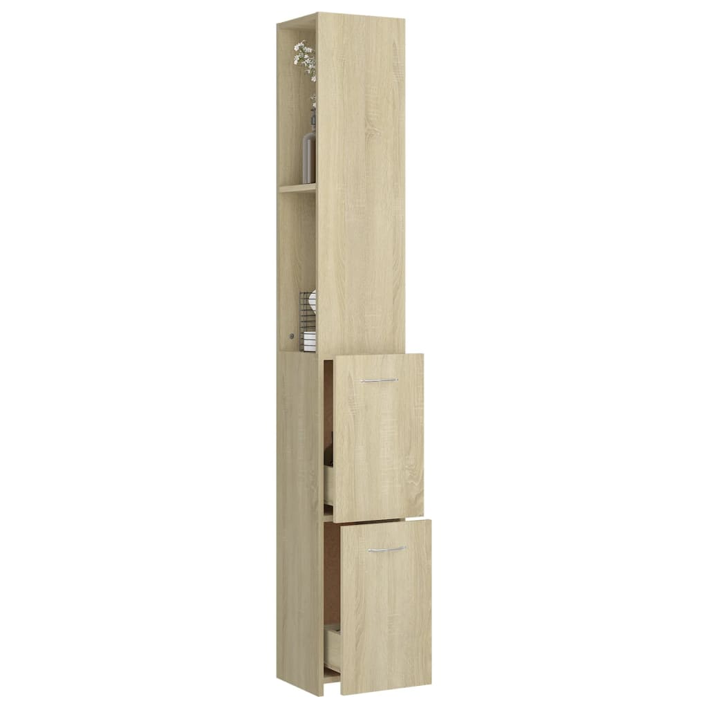 badeværelsesskab 25x26,5x170 cm konstrueret træ sonoma-eg