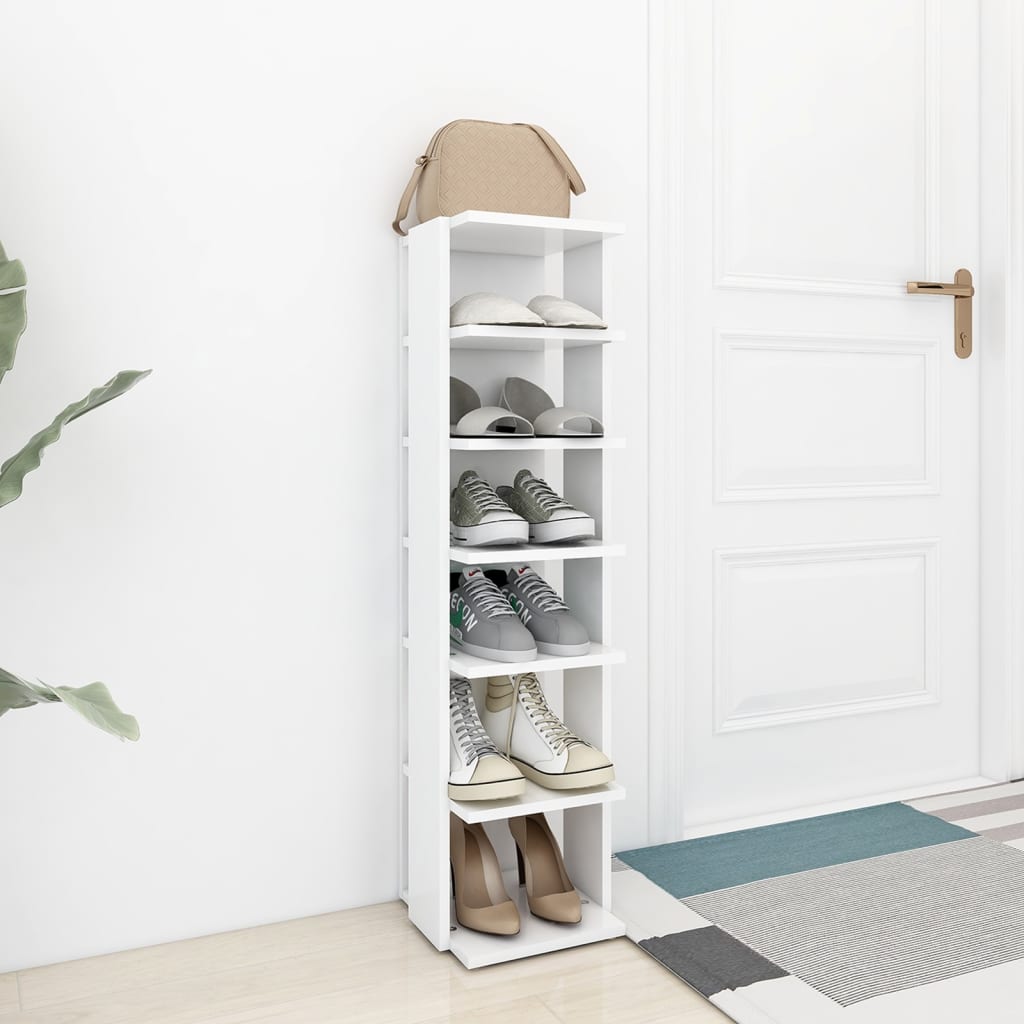 skoskab 27,5x27x102 cm konstrueret træ hvid
