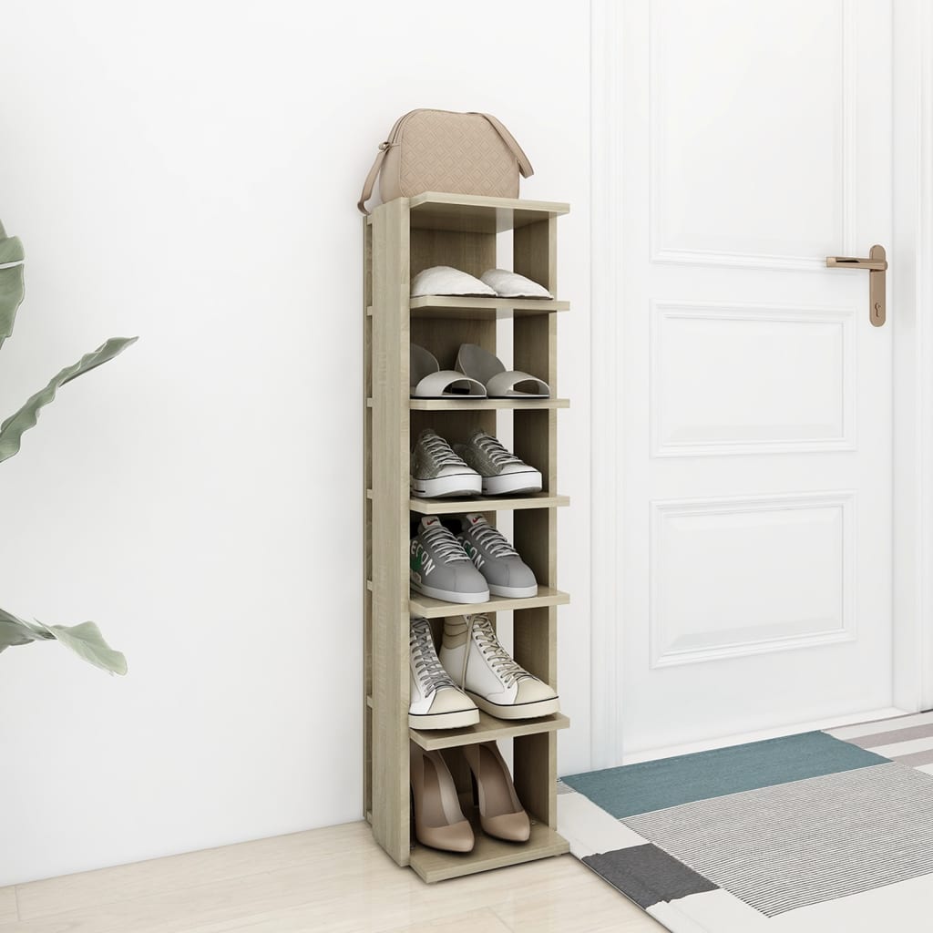 skoskab 27,5x27x102 cm konstrueret træ sonoma-eg