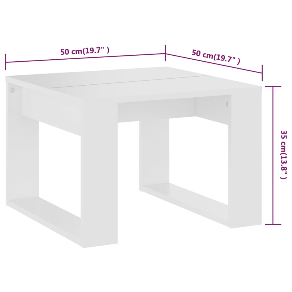 sidebord 50x50x35 cm konstrueret træ hvid