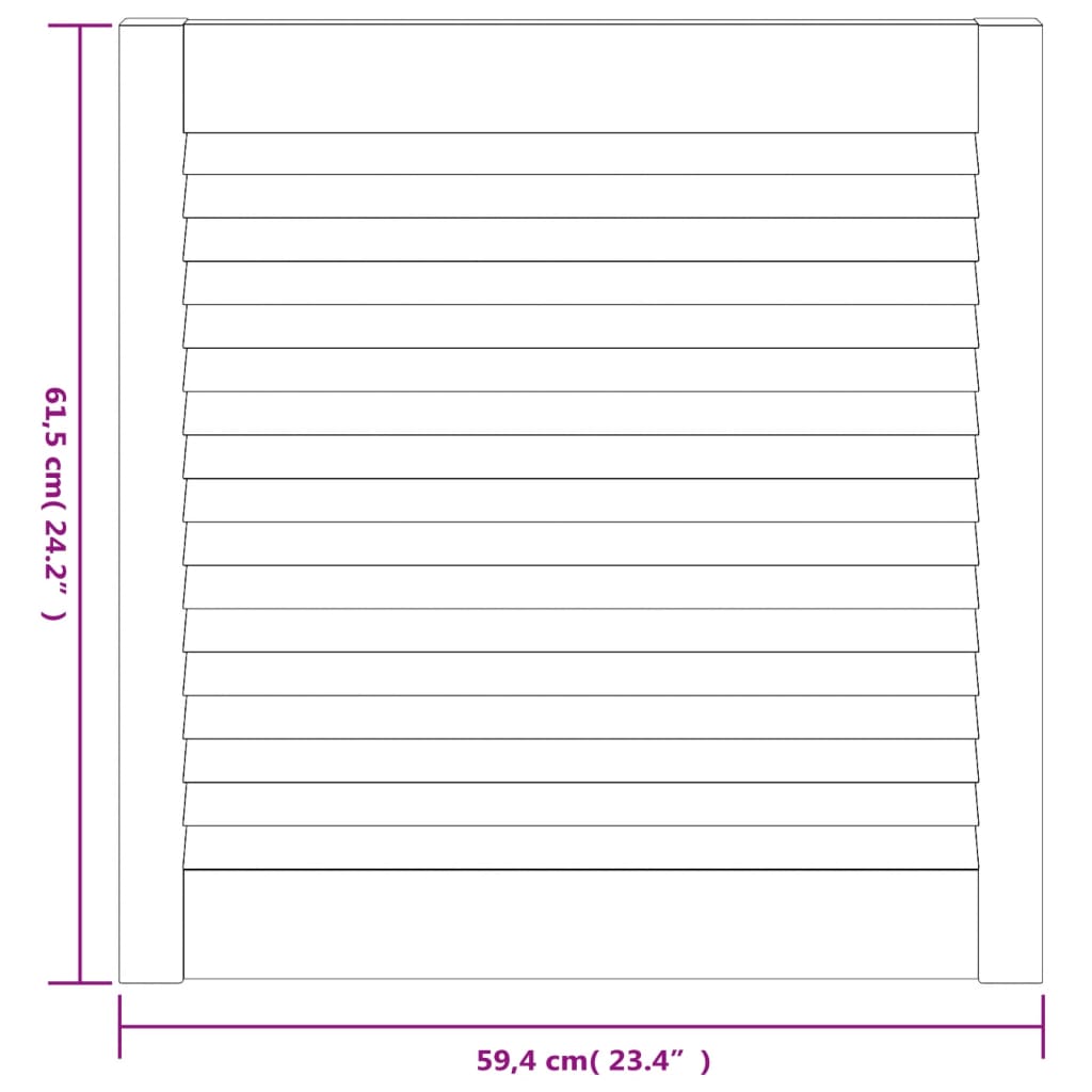 skabslåge 61,5x59,4 cm lameldesign massivt fyrretræ hvid
