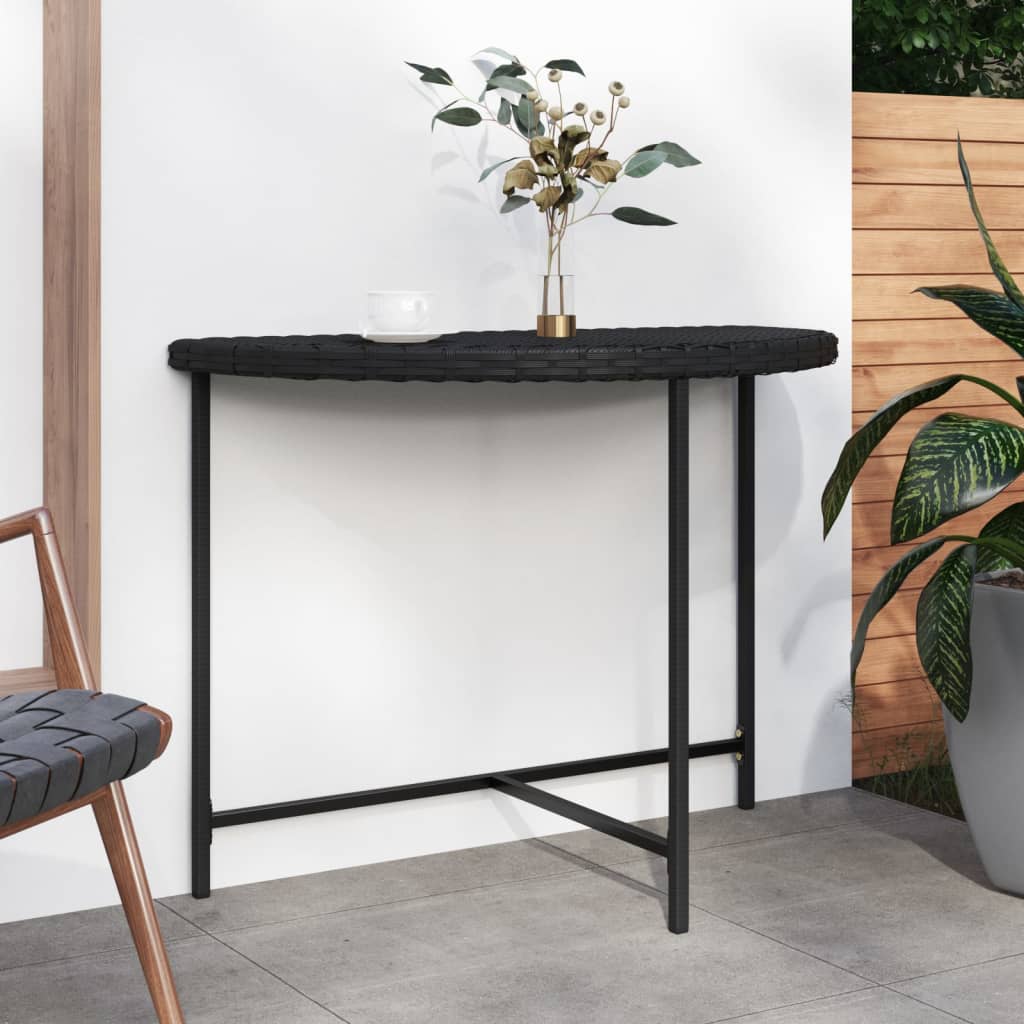 havebord 100x50x75 cm polyrattan sort billede