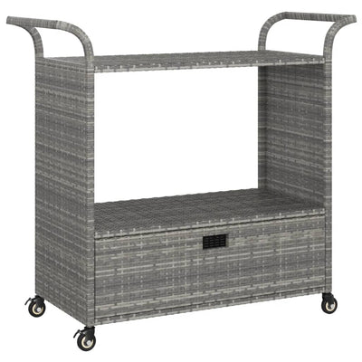barvogn med skuffe 100x45x97 cm polyrattan grå