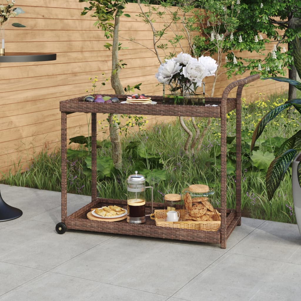 Barvogn i polyrattan - 100 × 45 × 83 cm, brun