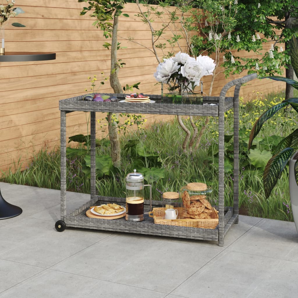 Barvogn i polyrattan - 100 × 45 × 83 cm, grå