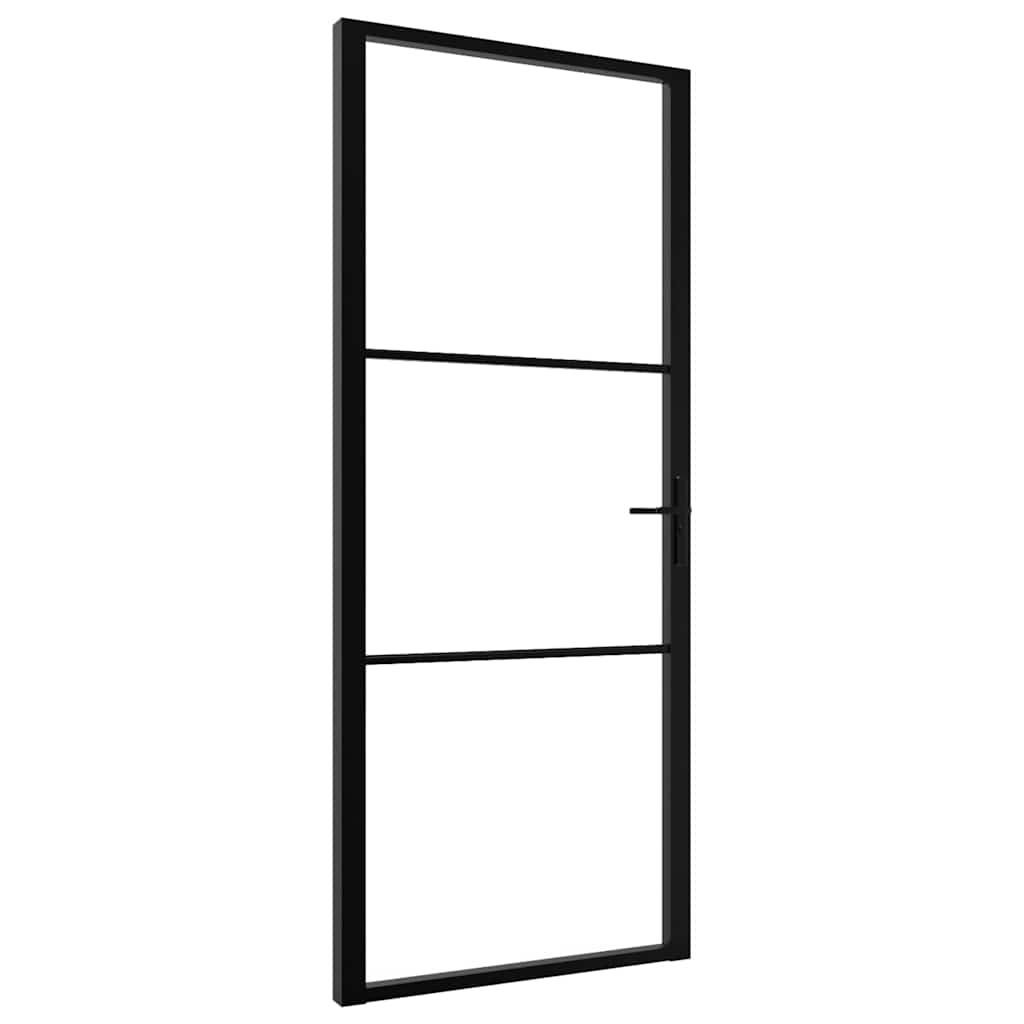 indvendig dør 93x201,5 sikkerhedsglas og aluminium sort