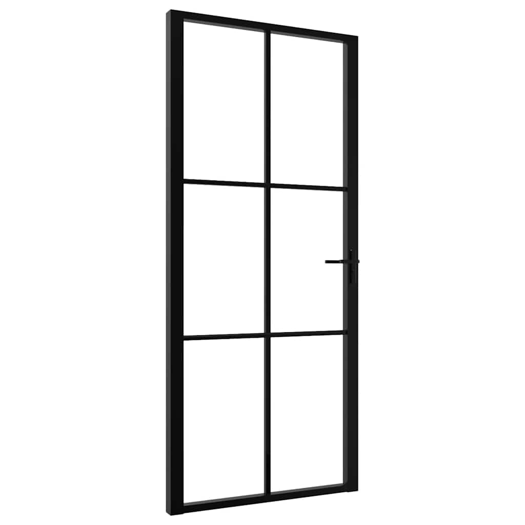 indvendig dør 93x201,5 cm sikkerhedsglas og aluminium sort