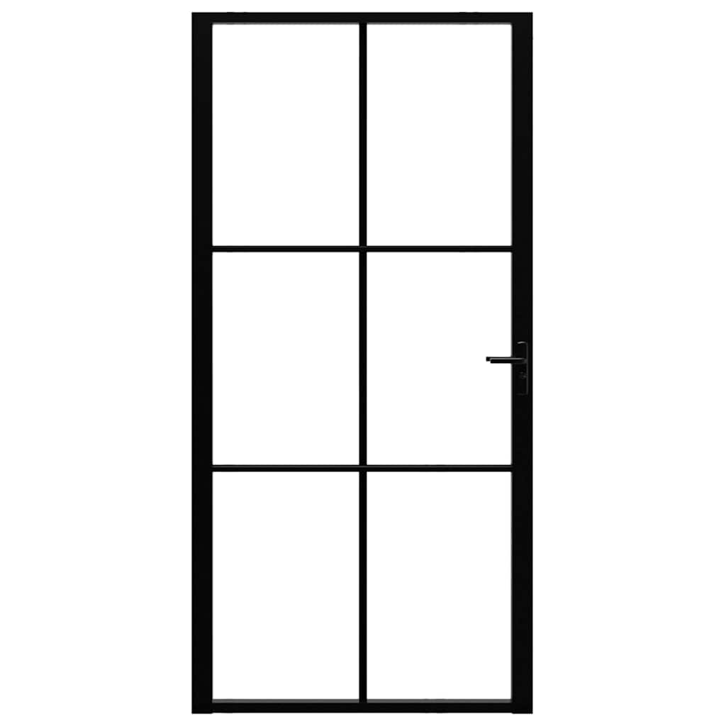 indvendig dør 102,5x201,5 cm sikkerhedsglas og aluminium sort