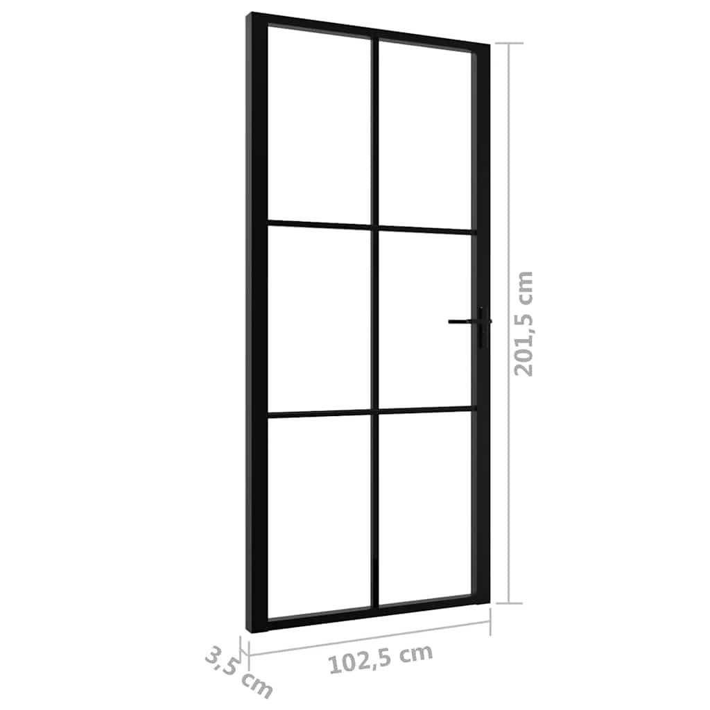 indvendig dør 102,5x201,5 cm sikkerhedsglas og aluminium sort
