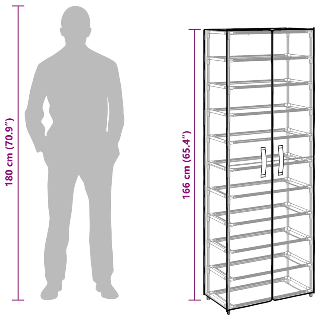 skoskab 60x30x166 stof cremefarvet