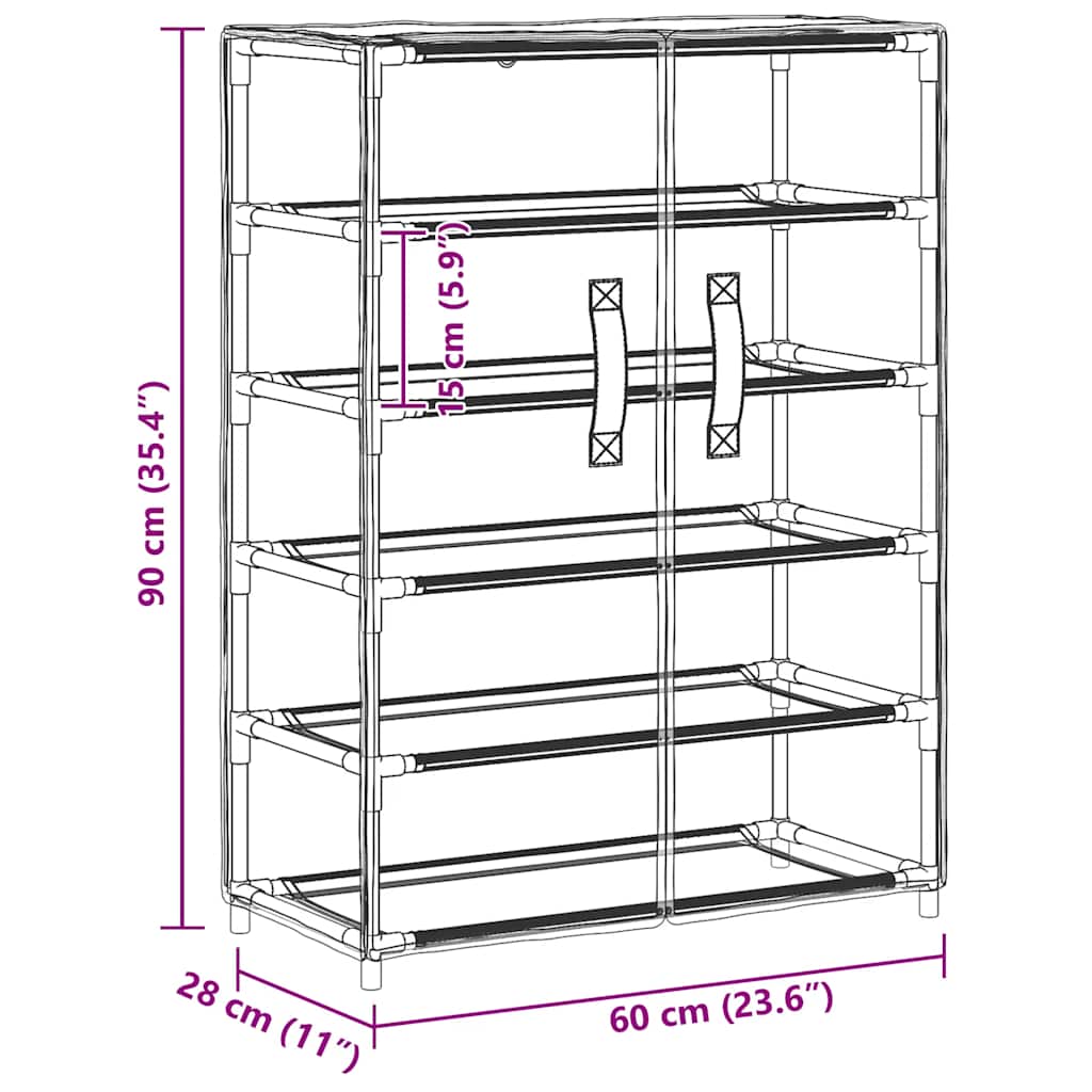 skoskab 60x28x90 stof grå