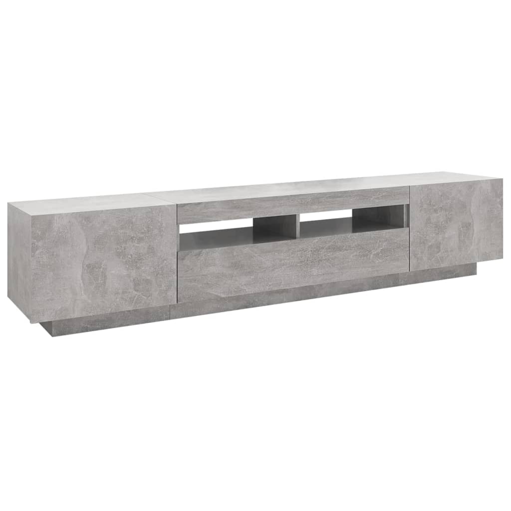 tv-skab med LED-lys 200x35x40 cm betongrå