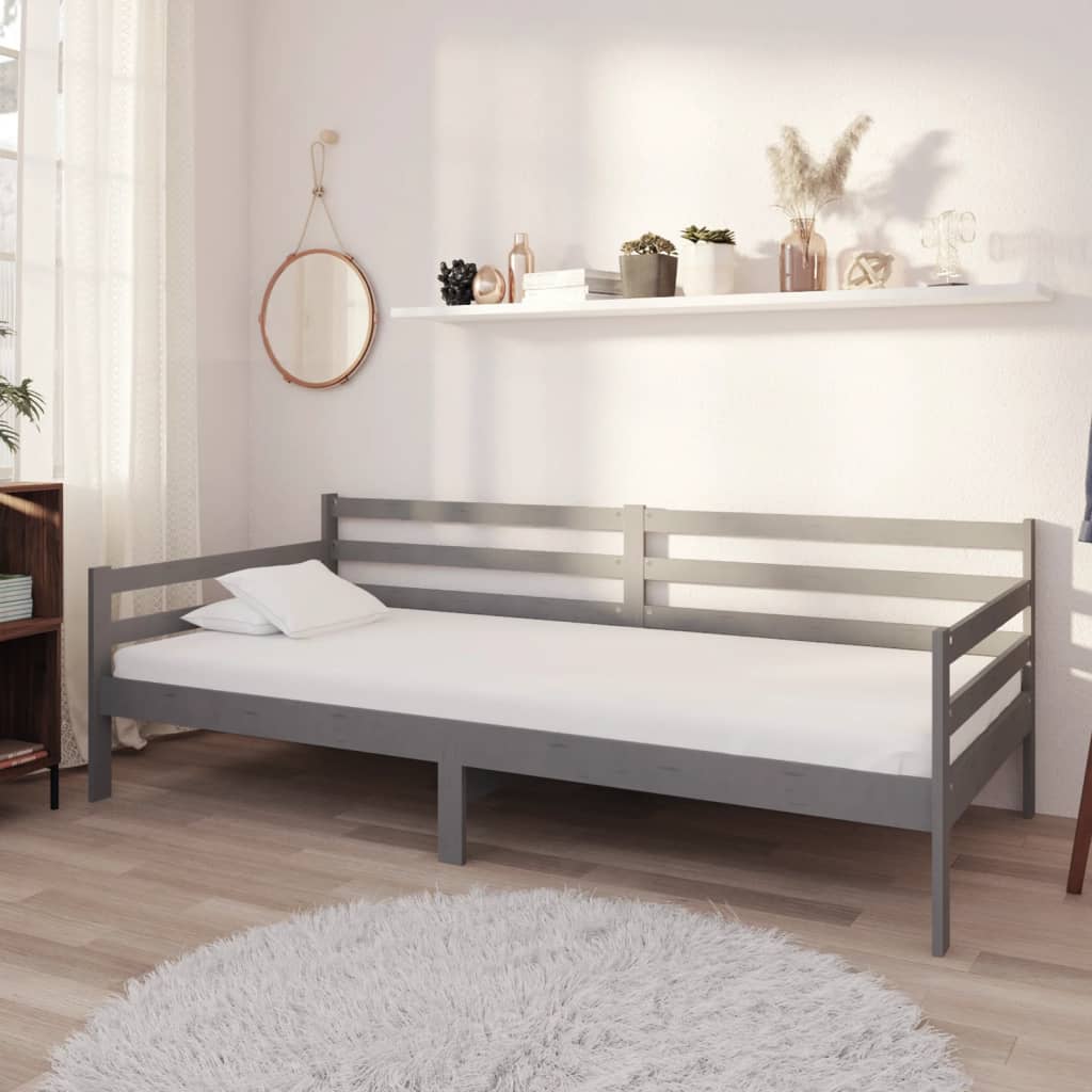 daybed 90x200 cm massivt fyrretræ grå