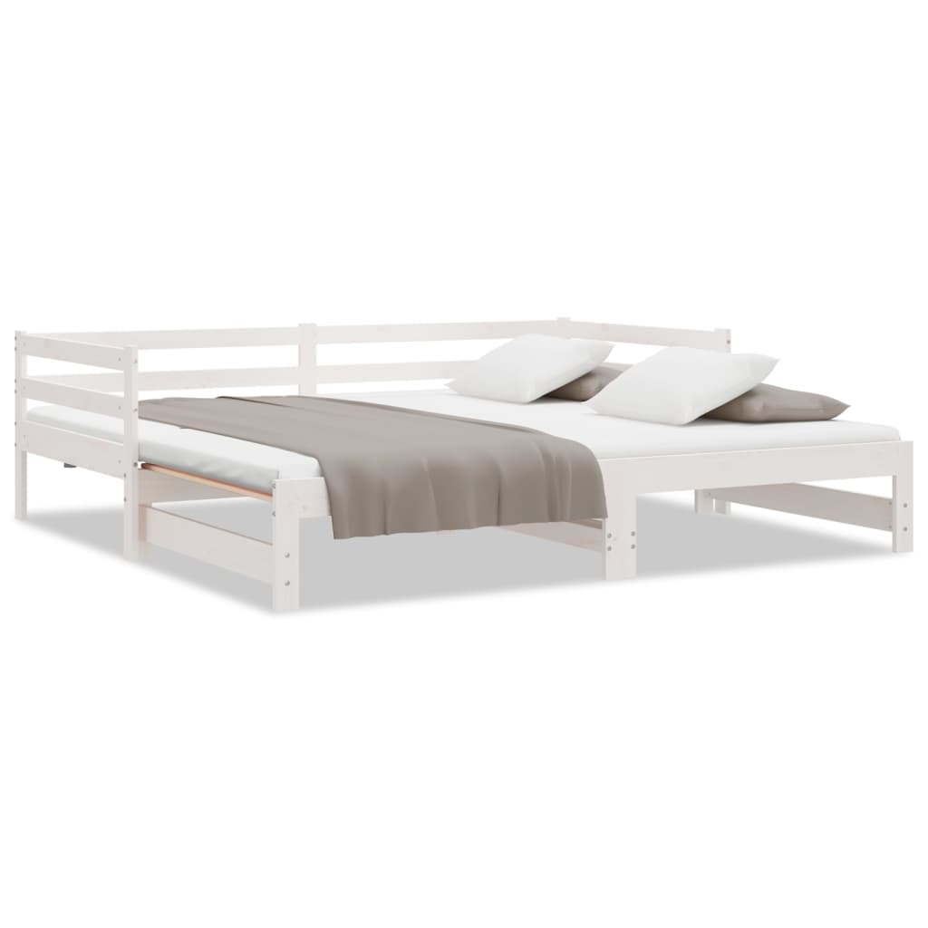 daybed med udtræk 2x(90x200) cm massivt fyrretræ hvid