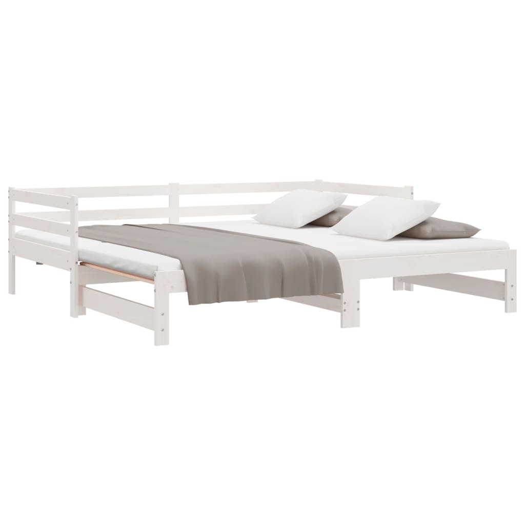daybed med udtræk 2x(90x200) cm massivt fyrretræ hvid
