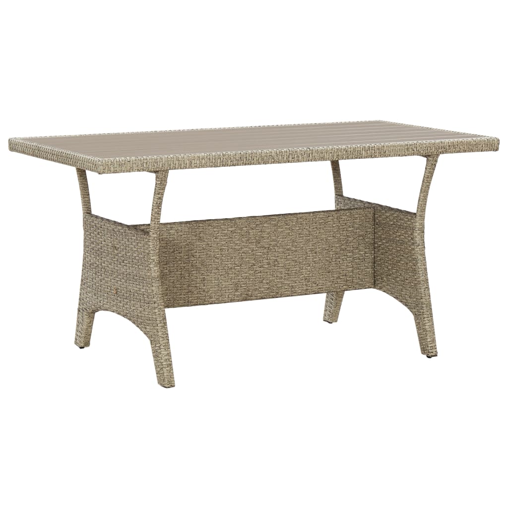 havebord 120x70x66 cm polyrattan grå billede