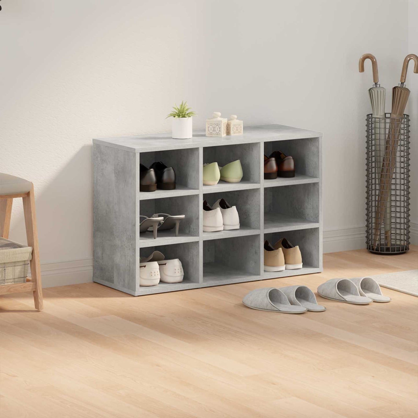 Sko skab med hylde Betongrå 77,5 x 30 x 51 cm Konstrueret træ