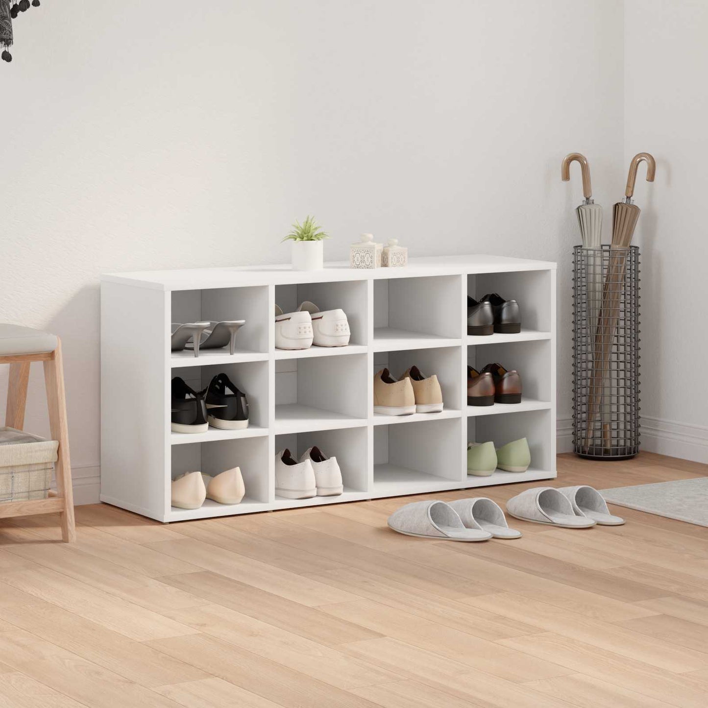 Sko skab med hylde Hvid 103 x 30 x 51 cm Konstrueret træ
