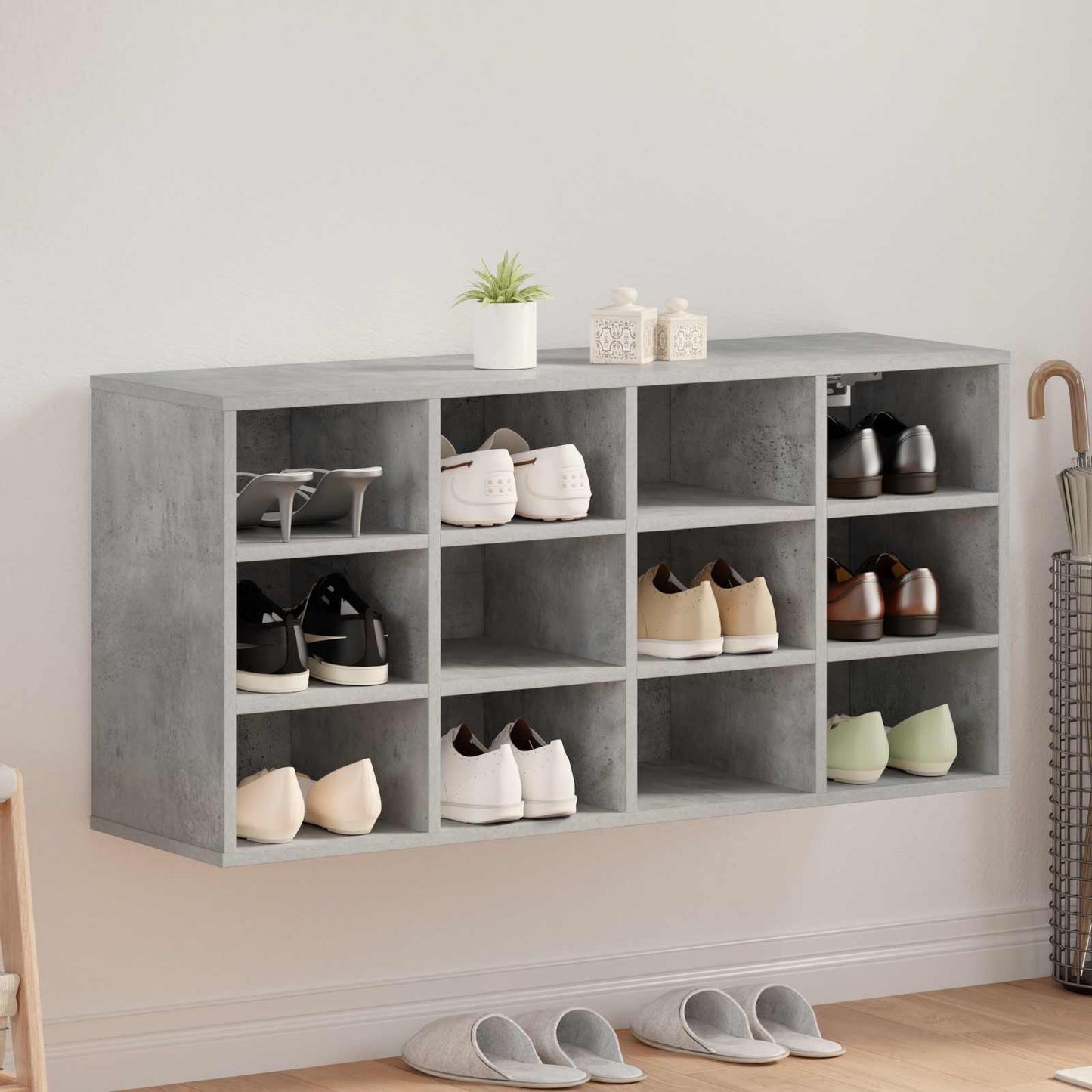 Sko skab med hylde Betongrå 103 x 30 x 51 cm Konstrueret træ
