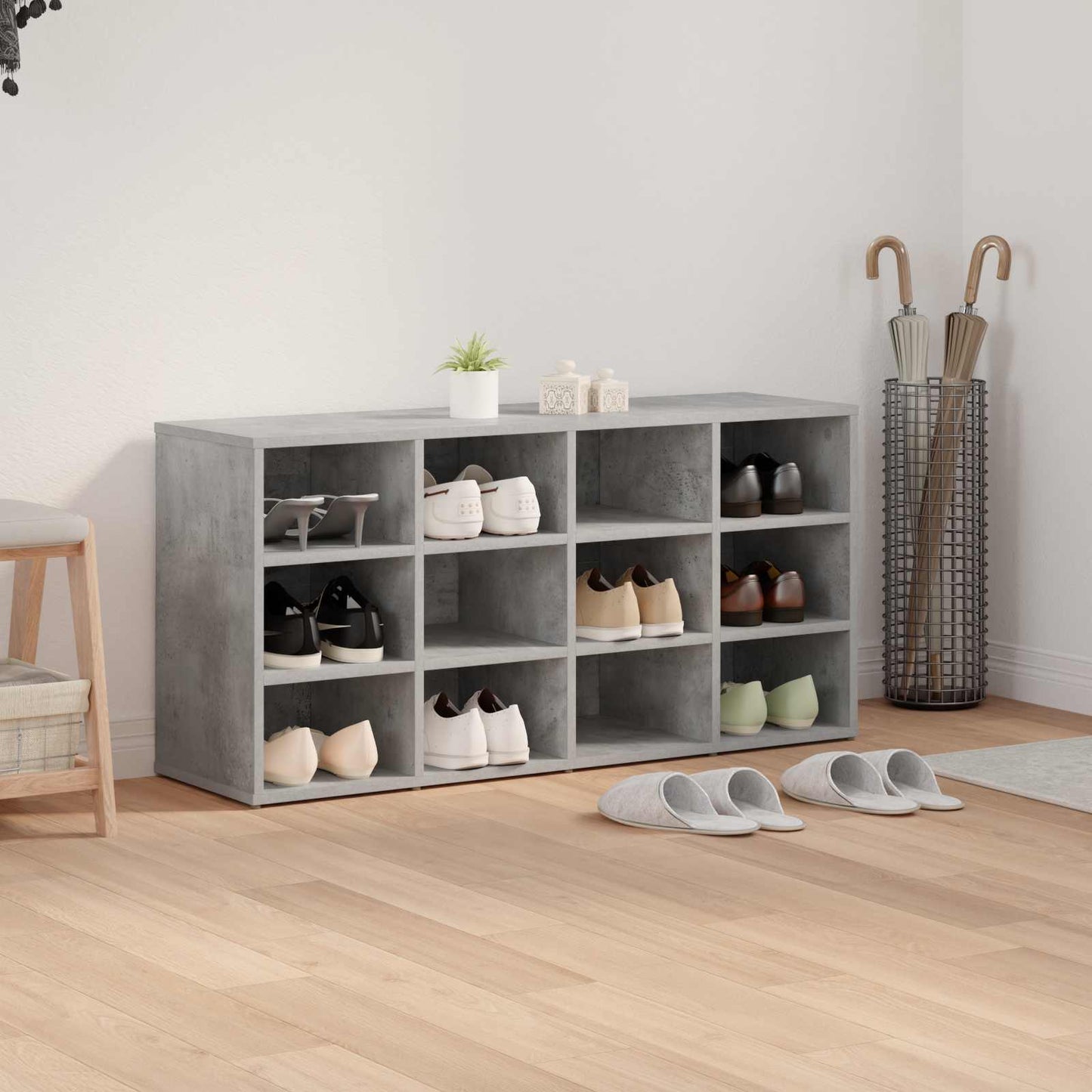 Sko skab med hylde Betongrå 103 x 30 x 51 cm Konstrueret træ