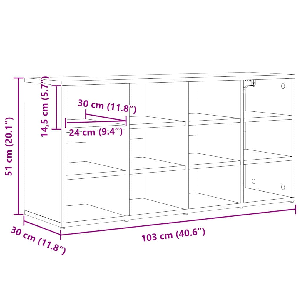 Sko skab 103 x 30 x 51 cm Konstrueret træ Betongrå