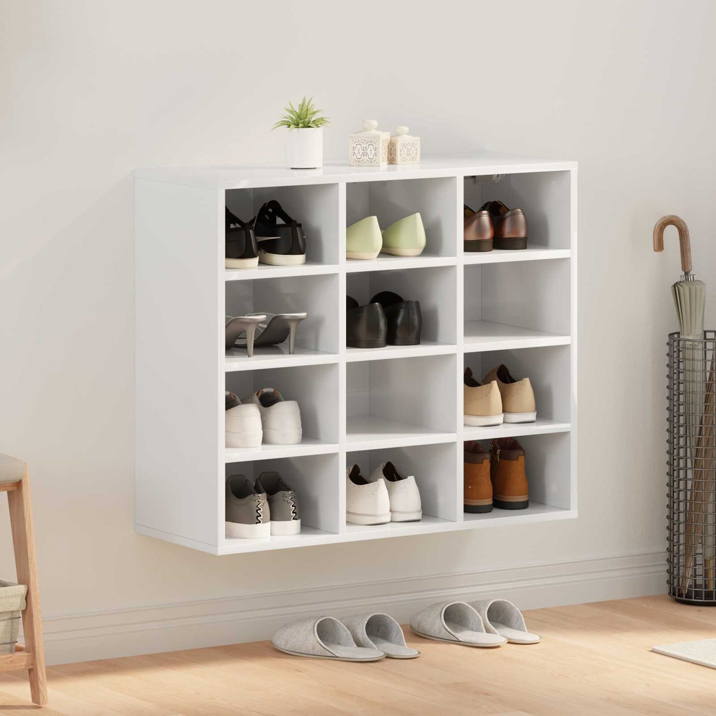 Sko skab med hylde Hvid 77,5 x 30 x 67 cm Konstrueret træ