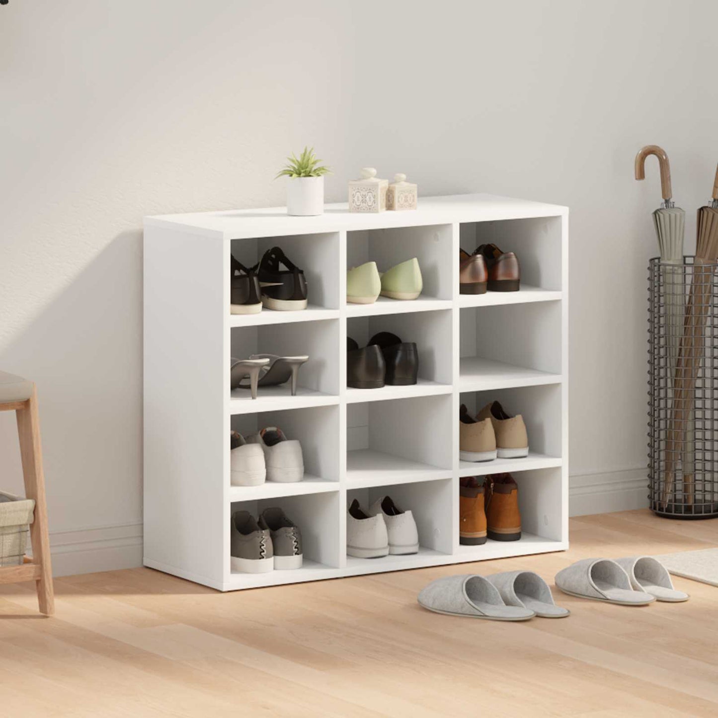 Sko skab med hylde Hvid 77,5 x 30 x 67 cm Konstrueret træ