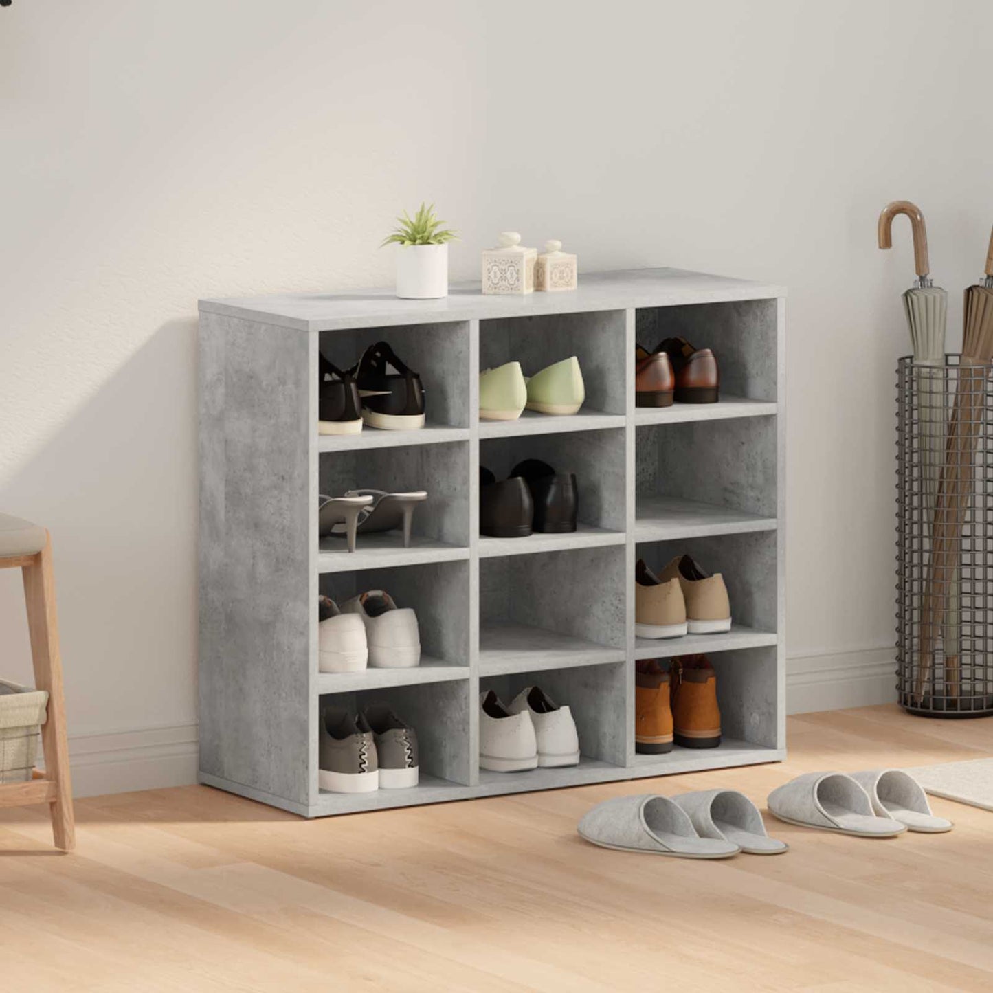 Sko skab med hylde Betongrå 77,5 x 30 x 67 cm Konstrueret træ
