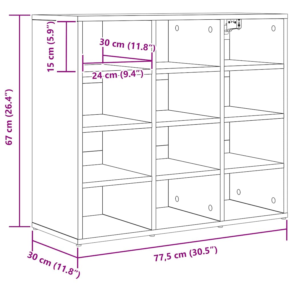 Sko skab 77,5 x 30 x 67 cm Konstrueret træ Betongrå