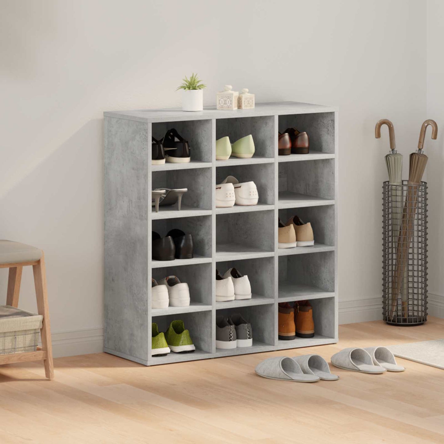 Sko skab med hylde Betongrå 77,5 x 30 x 83,5 cm Konstrueret træ