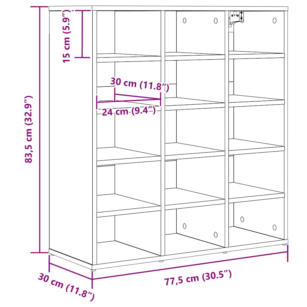 Sko skab 77,5 x 30 x 83,5 cm Konstrueret træ Betongrå