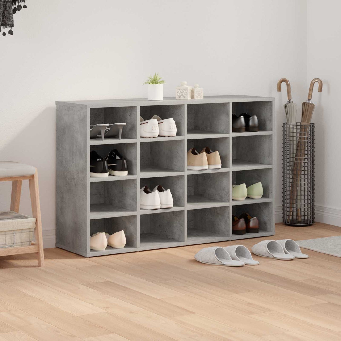 Sko skab med hylde Betongrå 103 x 30 x 67 cm Konstrueret træ