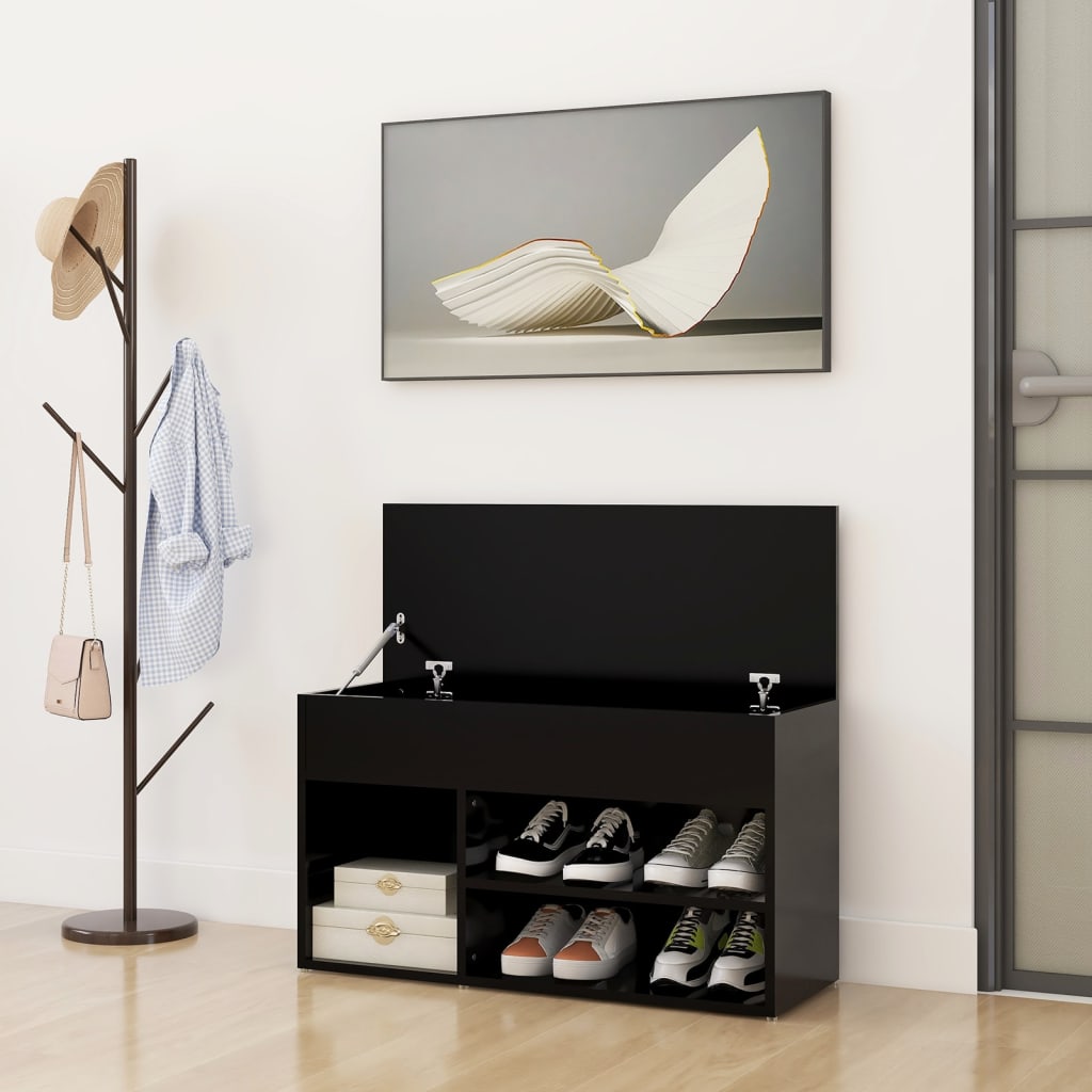 skobænk 80x30x45 cm konstrueret træ sort