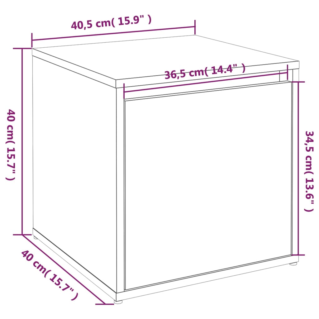 opbevaringsskab 40,5x40x40 cm konstrueret træ hvid