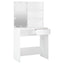 makeupbord med LED-lys 74,5x40x141 cm hvid
