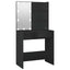 makeupbord med LED-lys 74,5x40x141 cm sort