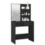 makeupbord med LED-lys 74,5x40x141 cm sort