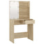 makeupbord med LED-lys 74,5x40x141 cm konstrueret træ sonoma-eg