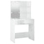 makeupbord med LED-lys 74,5x40x141 cm hvid højglans