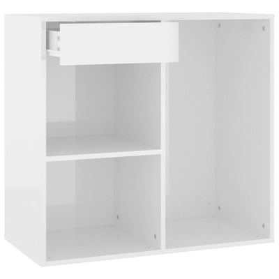 badeværelsesskab 80x40x75 cm konstrueret træ hvid højglans