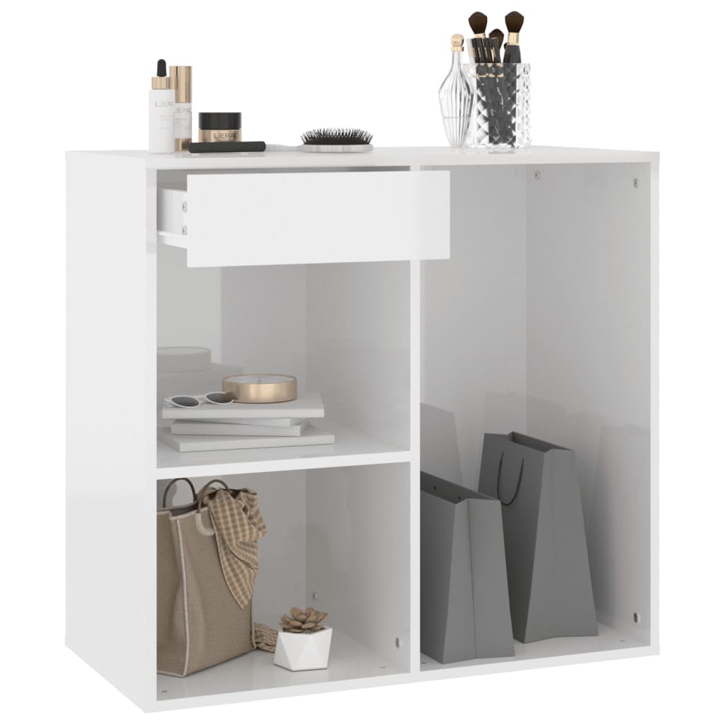 badeværelsesskab 80x40x75 cm konstrueret træ hvid højglans