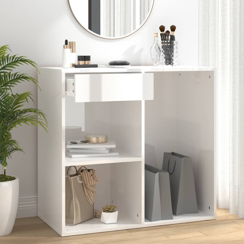 badeværelsesskab 80x40x75 cm konstrueret træ hvid højglans