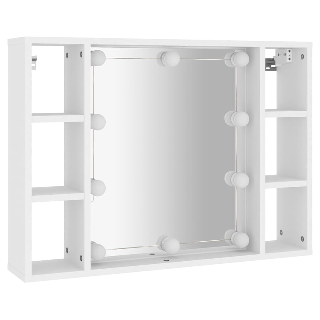 spejlskab med LED-lys 76x15x55 cm hvid