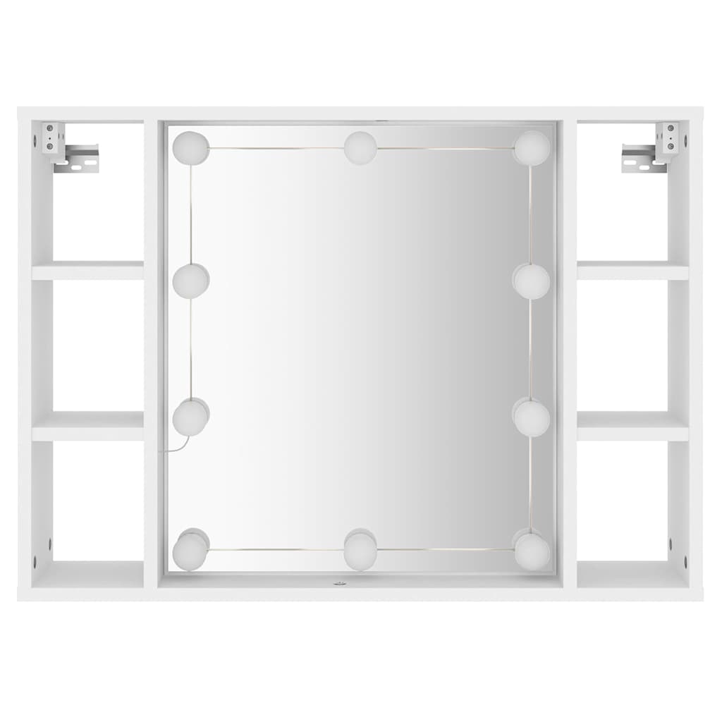 spejlskab med LED-lys 76x15x55 cm hvid